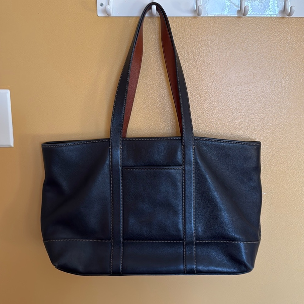 Coach black leather office tote bag
